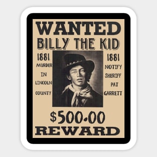 Wanted Poster of Billy The Kid Sticker